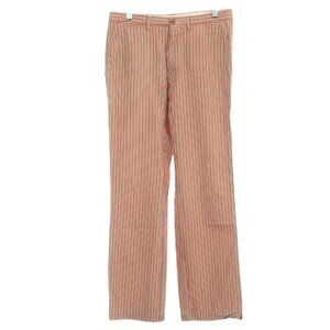 Dries Van Noten Striped Cotton Straight Leg Pants 46 Designer Tailored Trousers